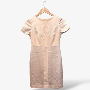Ann Taylor Sheath Dress Champagne Blush Pink Satin Size 00P Office Business Work